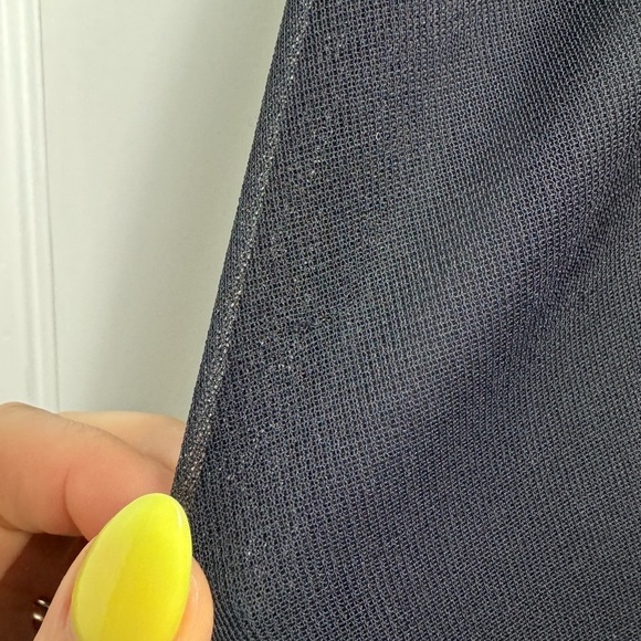 TADASHI Vintage Black V-Neck Ruched Pleated Mesh Chiffon Overlay Maxi Gown Dress - Picture 13 of 16